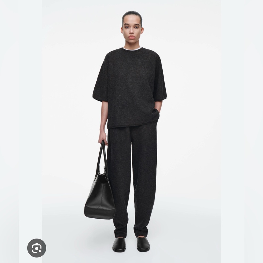 COS SET - Grey Oversized boiled merino wool T-Shirt and pants